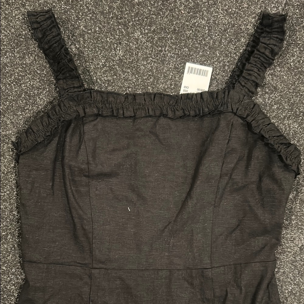 UO Remy Linen Ruffle Square-Neck Midi Dress - Picture 6 of 7